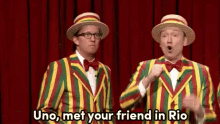 Uno! Met Your Friend In Rio - Late Night With Jimmy Fallon, Ft. Kevin Spacey GIF - Barbershop Barbershop Quartet Jimmy Fallon GIFs