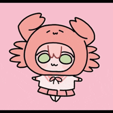 a cartoon girl is wearing a crab hat