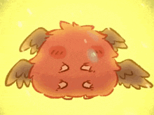 a cartoon drawing of an orange monster with wings