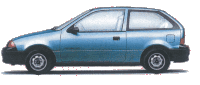 a blue car has the word swift on the side of it