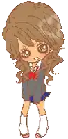 a pixel art drawing of a girl with brown hair