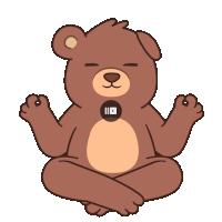a brown teddy bear is sitting in a lotus position with a youtube logo on his chest