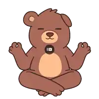 a brown teddy bear is sitting in a lotus position with a youtube logo on his chest