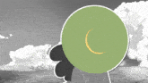 a drawing of a person with a green hat on