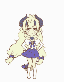 a drawing of a girl with horns and a cross around her neck