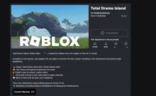 a screenshot of a game called total drama island by roblox