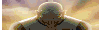 a bald man with a mustache is praying with his eyes closed in a cartoon .