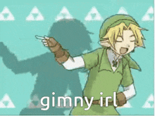 a cartoon of a link with the words gimmy irl on the bottom right