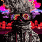 a cat with smoke coming out of it 's eyes