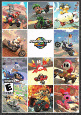 a poster for mario kart world shows a variety of characters on bikes