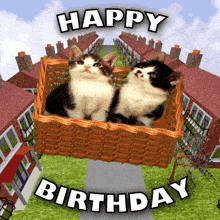 Happy Birthday Birthday Kittens GIF - Happy Birthday Birthday Kittens Kittens In Basket GIFs
