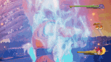 a screenshot of a video game shows a character with a 53 score