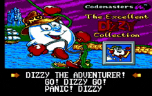 a video game called the excellent dizzy collection has a cartoon character on the screen