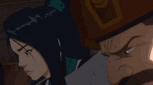 a man and a woman are looking at each other in a dark room