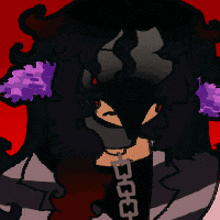 a pixel art drawing of a demon with a chain around his neck