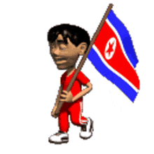 walking flag north korea meme dprk