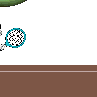 a cartoon drawing of a robot holding a green balloon