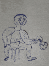 a drawing of a man lifting a dumbbell with a weight of 40 pounds