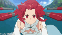 a gif of a girl with red hair and the words omake gif anime below her