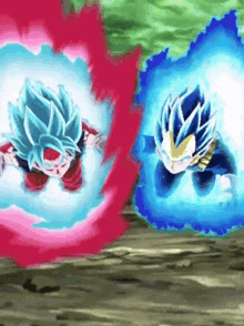 Lr Phy Ssbk And Ssbe Goku And Vegeta Super Saiyan Blue Kaioken GIF