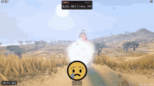 a screenshot of a video game with a sad face in the middle of the screen