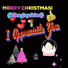 a merry christmas message with a thumbs up