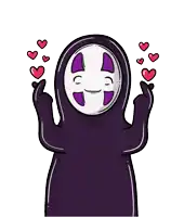 a cartoon drawing of a person with a mask on making a heart shape with their hands