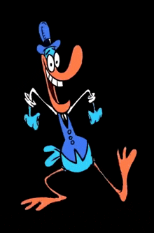 a cartoon of a duck wearing a top hat and gloves