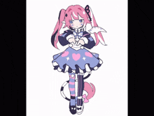 a drawing of a girl with pink hair