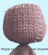 a close up of a stuffed animal with the words `` hope can drive a man insane '' written on it .