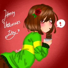 a drawing of a girl with the words happy valentines day written on it