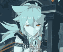 a cartoon character with the word hi-een on the bottom right