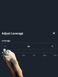 a dog 's paw is pointing to a red button that says sell/short