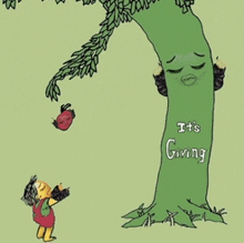 a cartoon of a tree that says it 's giving on it