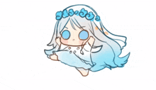 a drawing of a girl with long white hair