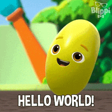 Hello World Beanie GIF - Hello World Beanie Blippi Wonders - Educational Cartoons For Kids GIFs