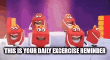 a group of mcdonald 's happy meal toys are dancing together .