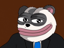 a cartoon bear wearing a suit and tie is smiling