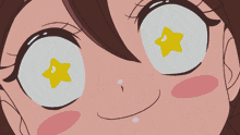 a cartoon girl with a star in her eye is making a funny face