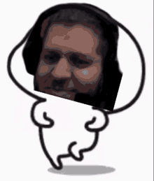 a drawing of a man wearing headphones and a microphone .