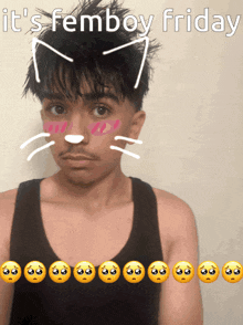 a man with a cat face and the words it 's femboy friday on the bottom
