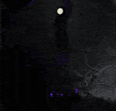 a drawing of a monster in the dark with purple glowing eyes
