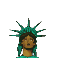 a drawing of the statue of liberty with blonde hair