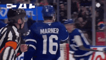 a hockey player with the name marner on his jersey