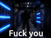 a man in a space suit says fuck you