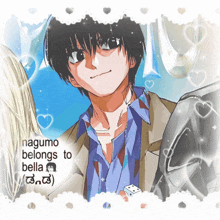 a drawing of a man with the words nagumo belongs to bella on the bottom