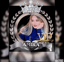 a picture of a woman with a crown and the name amira on it