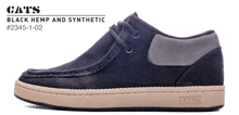 a pair of cats black hemp and synthetic sneakers
