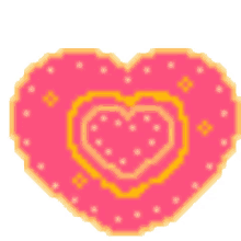 a pink heart with a yellow border and a pink heart inside of it