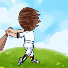a cartoon of a boy holding a baseball bat